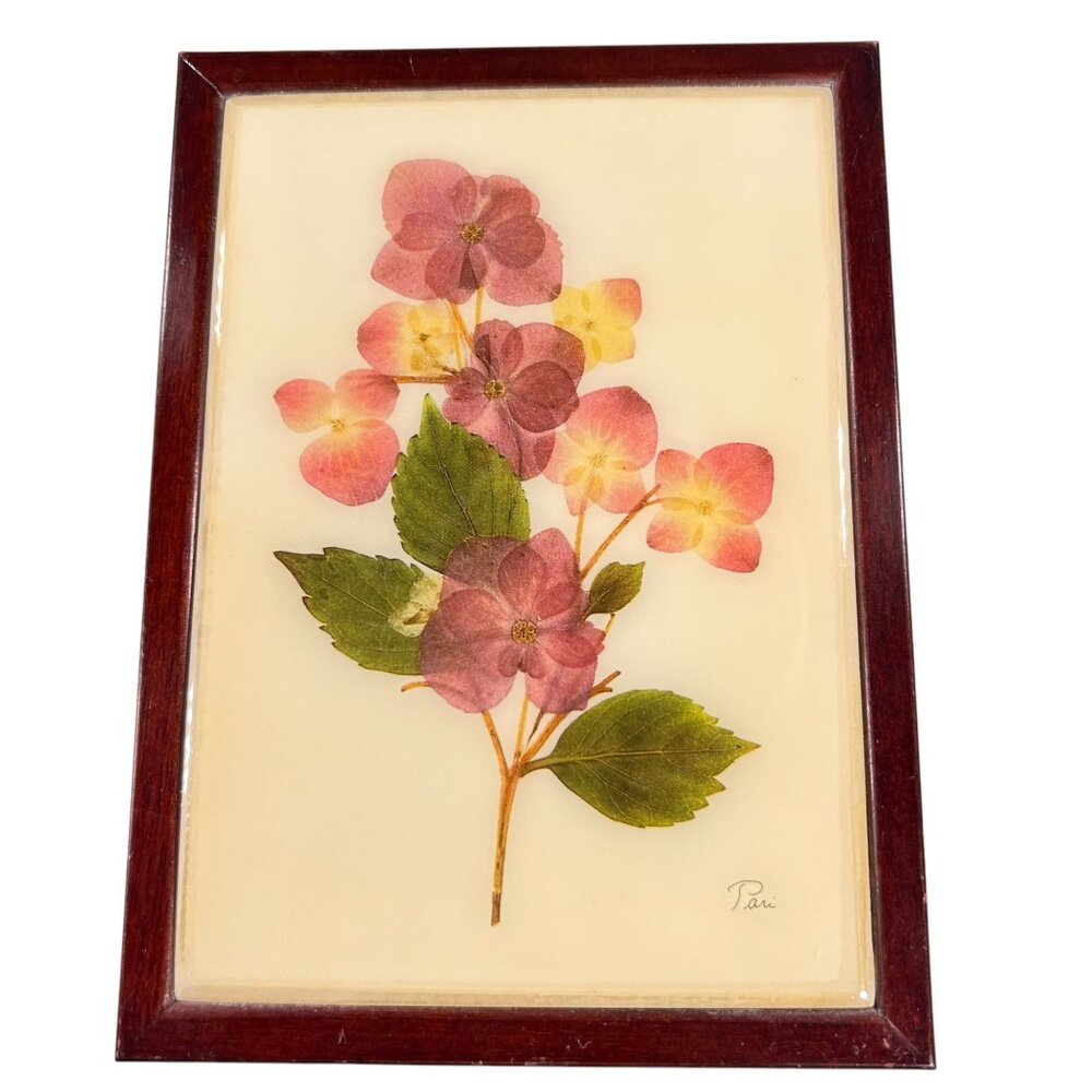 Vtg Pressed Flower Wood Keepsake Box Pari Purple Pink Violets Resin Velvet Lined